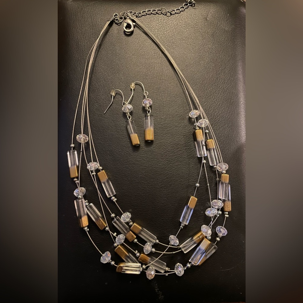 Multi strand necklace and earrings